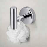 2Pcs Set Bathroom Towel Hook Wall Mounted Robes Holder Stainless Steel Clothing Hanger Silver