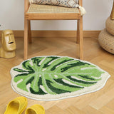 Non Slip Cute Monstera Bath Mat Green Leaf Bath Mat for Bathroom