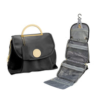Women Travel Toiletry Bag with Hanging Hook Travel Sling Bag Black