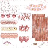 Rose Gold Happy Birthday Party Decorations Happy Birthday Banner for Girls Women Princess