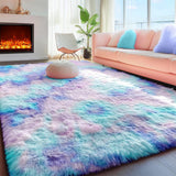 Cute Furry Pastel Rug Soft Fluffy Carpet for Living room Blue