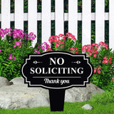 No Soliciting Garden Stake 43x40cm Metal Yard Lawn Decorative Sign