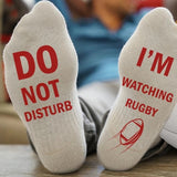 Pair of I'M WATCHING Unisex RUGBY Rugby Socks for Football Lover White
