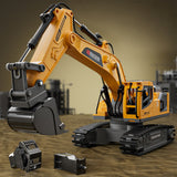 2.4G Remote Control Excavator 3 in 1 RC Digger with 3 Heads Yellow