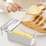 Plastic Butter Dish with Lid and Scale Line Butter Container with 180 Degrees Rotating Sealing Flip-Top for Countertop Fridge White