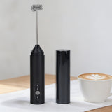 3-Speed Rechargeable Milk Frother Hanheld for Matcha Lattes Cappuccino Black