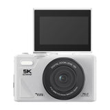 5K Digital Camera WiFi Vlogging Camera with 180 Degree Flip Screen White