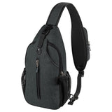 Water-Resistant Crossbody Bag Travel Sling Shoulder Bag with Multiple Compartments Headphone Port Black