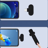 2.4G Wireless Lavalier Microphone Plug and Play Mic for Android iPhone iPad Vlog Live Stream Black