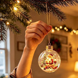 2 PCS 8cm Clear Plastic Fillable Christmas Ball Ornaments Santa