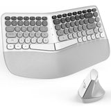 Wireless Keyboard and Mouse Combo 2.4G Full Size Wave Keys  for Windows Desktop Gray-White Gradient