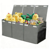 Foldable Toy Storage Organizer Box with Lid & Dividers Gray Large