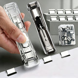 2Pcs Portable Binder Clip Stapler Includes 100 Reusable Clips for Document Home School Desk Office