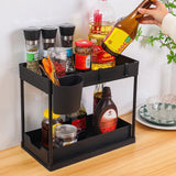 Multi-Purpose Pull-Out Storage Organizers Under Sink Organizers Rack for Bathroom Kitchen Black