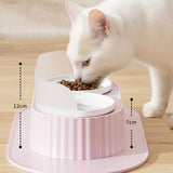 Ceramic Double Bowl Pet Feeding Set with Elevated Stand and Non-Slip Mat Pink