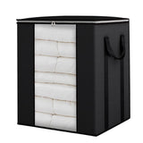 Clothes Storage Foldable Thick Fabric Blanket Storage Bags With Handle Black
