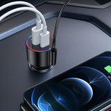 3-in-1 Car Charger – Retractable Coiled Cable with USB and Type-C Fast Charging
