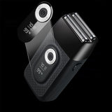 USB Rechargeable Electric Razor LED Display Shaver with Double Floating Blade for Men Black