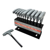 10 PCS CRV T Handle Hex Key Wrench Set with Metal Storage Stand Gray