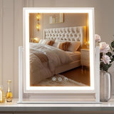 3-Color Dimmable 360-Degree Rotation Tabletop LED Vanity Makeup Mirror with Lights for Women and Mom