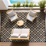 Outdoor Rug Reversible Rug Modern Area Rug Large Floor Mat for Outdoors Black and Cream