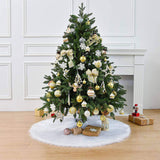 White Plush Christmas Tree Skirt Round Snowflake Base for Holiday Home Decor Style 1