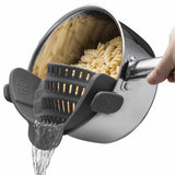 Clip-On Silicone Kitchen Strainer – For Pasta  Noodles  Vegetables  Fruit Gray