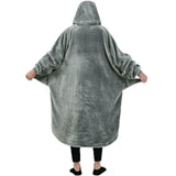 Shark Hoodie Blanket Cartoon Sleeping Wearable Adult Throw Blanket Grey