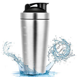 750ml 304 Stainless Steel Workout Gym Protein Mixer Shaker Bottle Cup Drink Mixer Silver