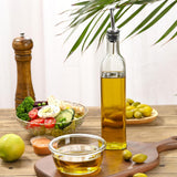 Glass Olive Oil Bottle Dispenser Oil and Vinegar Cruet with Pourers Transparent