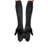 Satin Evening Gloves Long for Women Wedding Party and Cosplay Black
