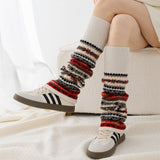 1 Pair Winter Multicoloured Socks Women Leg Warmer Gifts White
