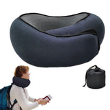 Memory Foam Travel Pillow with Storage Bag Neck Pillow for Plane Car Train Office Navy