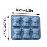 2 PCS 6 Cavity Silicone Highland Cow Ice Cube Molds Blue