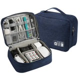 Large Travel Organizer Bag for Electronics with Adjustable Dividers Navy Blue