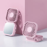 Mini Foldable Neck Hanging Fan Portable USB Rechargeable Personal Cooler Pink
