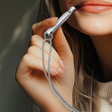 Mint Breathing Necklace with Fidget Ring for Mindful Breathing Silver