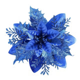 10Pcs Red and Gold Poinsettia Artificial Christmas Flowers – Xmas Tree Ornaments Blue