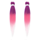 2Pcs Pre-Stretched Braiding Hair Extensions Synthetic Cosplay Hair Extensions Purple-Pink Ombre