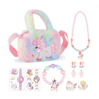 Cute Unicorn Sling Bag Set for Girls Rainbow Crossbody Bag Dress Up Accessories Style 2