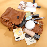 Women Mobile Phone Bag PU Leather Purse Wallet Shoulder Pouch Small Crossbody Bag Brown