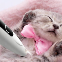 Cordless Pet Paw Trimmer with LED Light Rechargeable Grooming Tool for Dog Cat White