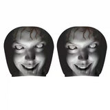 2 PCS Horror Face Car Headrest Covers for Halloween Parties and Pranks Style 2