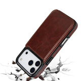 Flip Leather Wallet Case Shockproof Cover for iPhone 17 Series Dark Brown