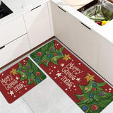 2PCS Christmas Floor Mats Set – Non-Slip Rugs for Kitchen Bathroom Living Room and Doorway Style 3