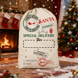2Pcs Christmas Gift Canvas Bags Santa Sacks with Drawstring Closure Style 1