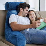 Backrest Pillow Neck Lumbar Support Chair Cushion with Arms Headrest Blue