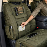 Tactical Seat Cover for Trucks Front Auto with Storage Pockets Army Green