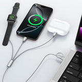 3 in 2 USB C Cable for Apple Watch Multiple Devices Charger iPhone Charger Gray