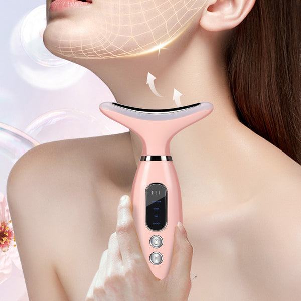 Facial Massager for Face and Neck with LED and Vibration Pink